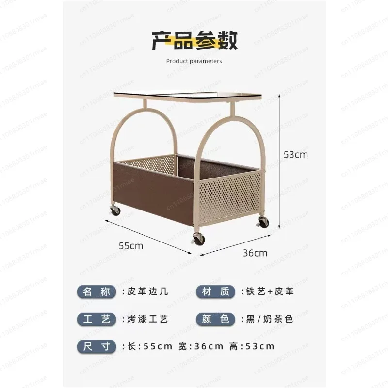 Processing sofa side cabinet tempered glass living room coffee table bedroom bedside table with wheels movable - view 6