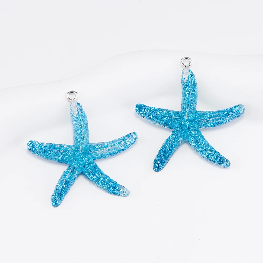 10pcs Glitter Sea Starfishs Resin Charms Pendants for Necklace Keychains Earrings Jewelry Making Diy Handmde Accessories