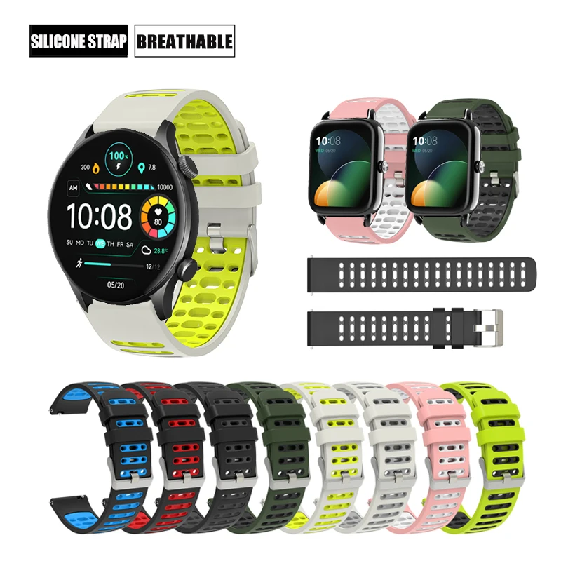 Correas de Silicona Deportivas de Moda de 20 mm/22 mm para Reloj Haylou 2 Pro / Haylou RT RS3 LS04 RT2 LS10 GST LS02 RS4 Plus