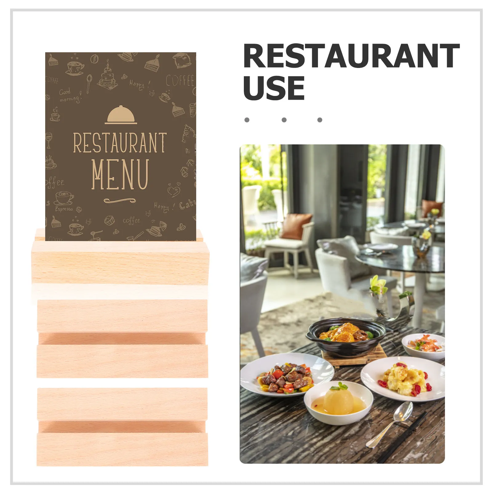 3Pcs Wooden Base Sign Holder 8Mm Slot Width Horizontal Sign Holder Wood Photo Holders for Centerpieces Menu Cards Restaurant