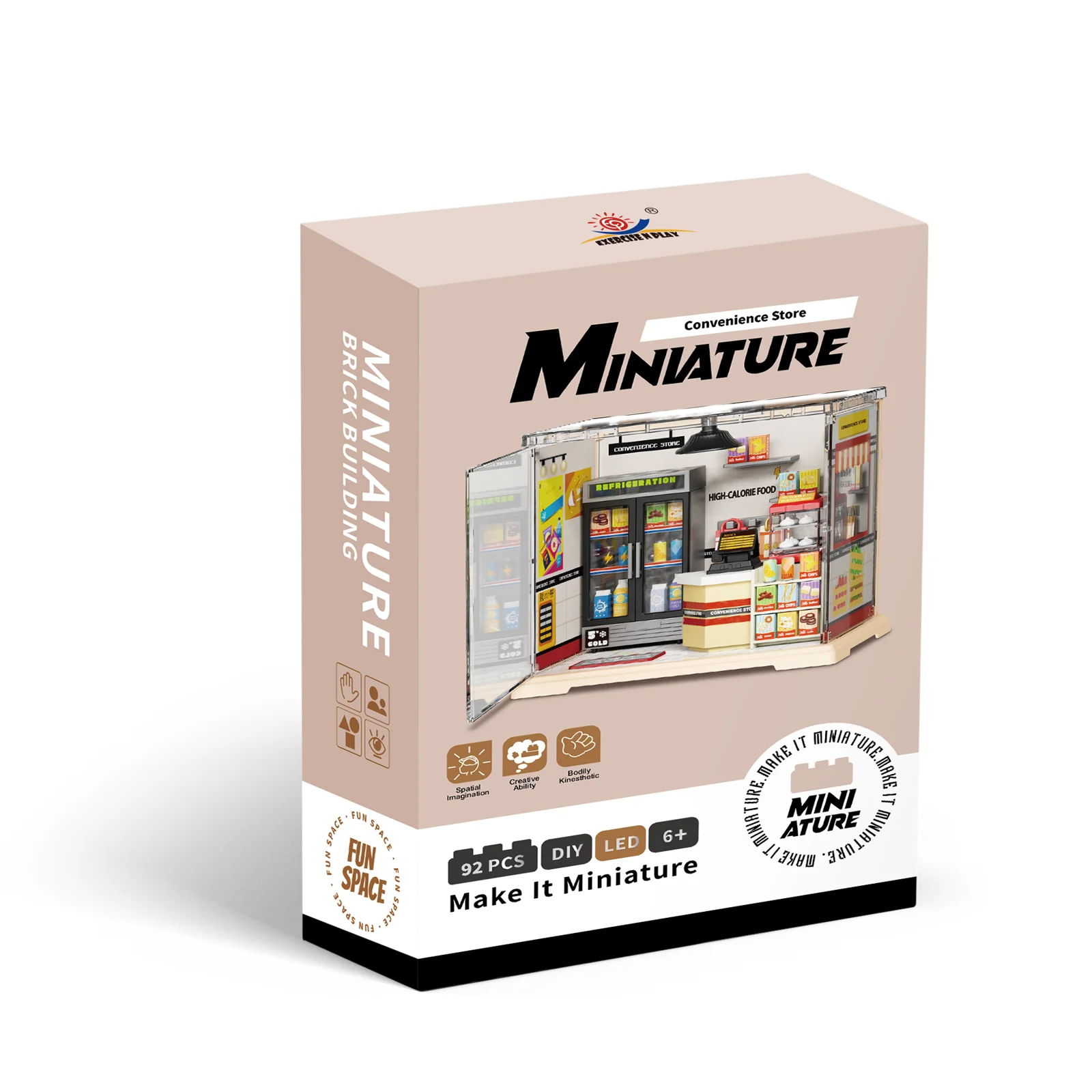 اليدوية DIY مصغرة المقصورة اللبنات الجمعية محاكاة منزل نموذج مضيئة لعبة الهدايا #6