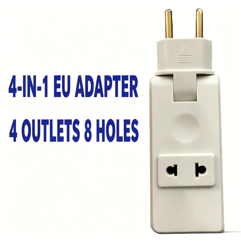 4 in 1 EU Plug Socket Extender,180 Degree Rotatable Wall Power Adapter,Portable EU Travel Plug Converter,Multi Outlets Wall Outl