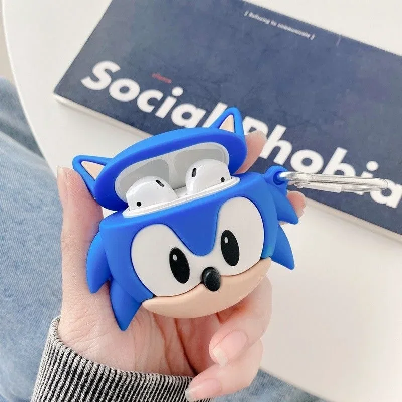 New Sonics Air Pods Headphone Case Applies To AirPods 1 2 3 Pro Cartoon Anime Silicone Drop Resistant Headphone Case Kids Gifts