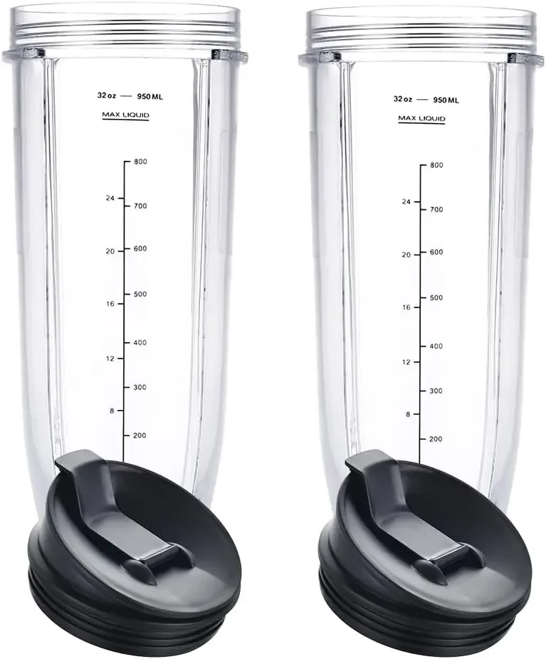 2 Pack 32OZ Cups for Ninja Blender with Lid for Ninja Auto iQ BL480 BL481 BL482 BL490 BL640 BL450 BL482 BL682 BL642 BL640