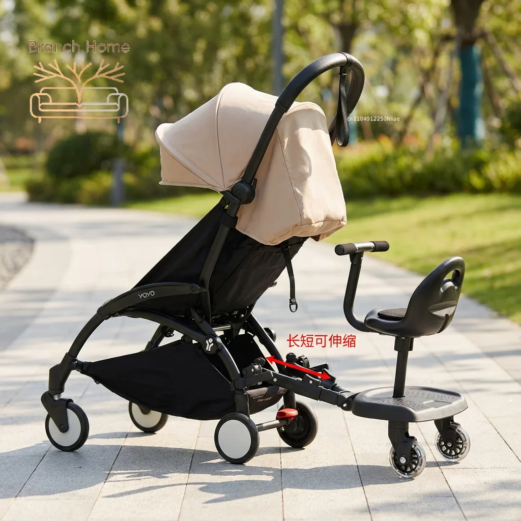 Universal Stroller Ride-On Board with Detachable Seat - Second Child Standing Pedal Accessory for Twin Kids Double Seating