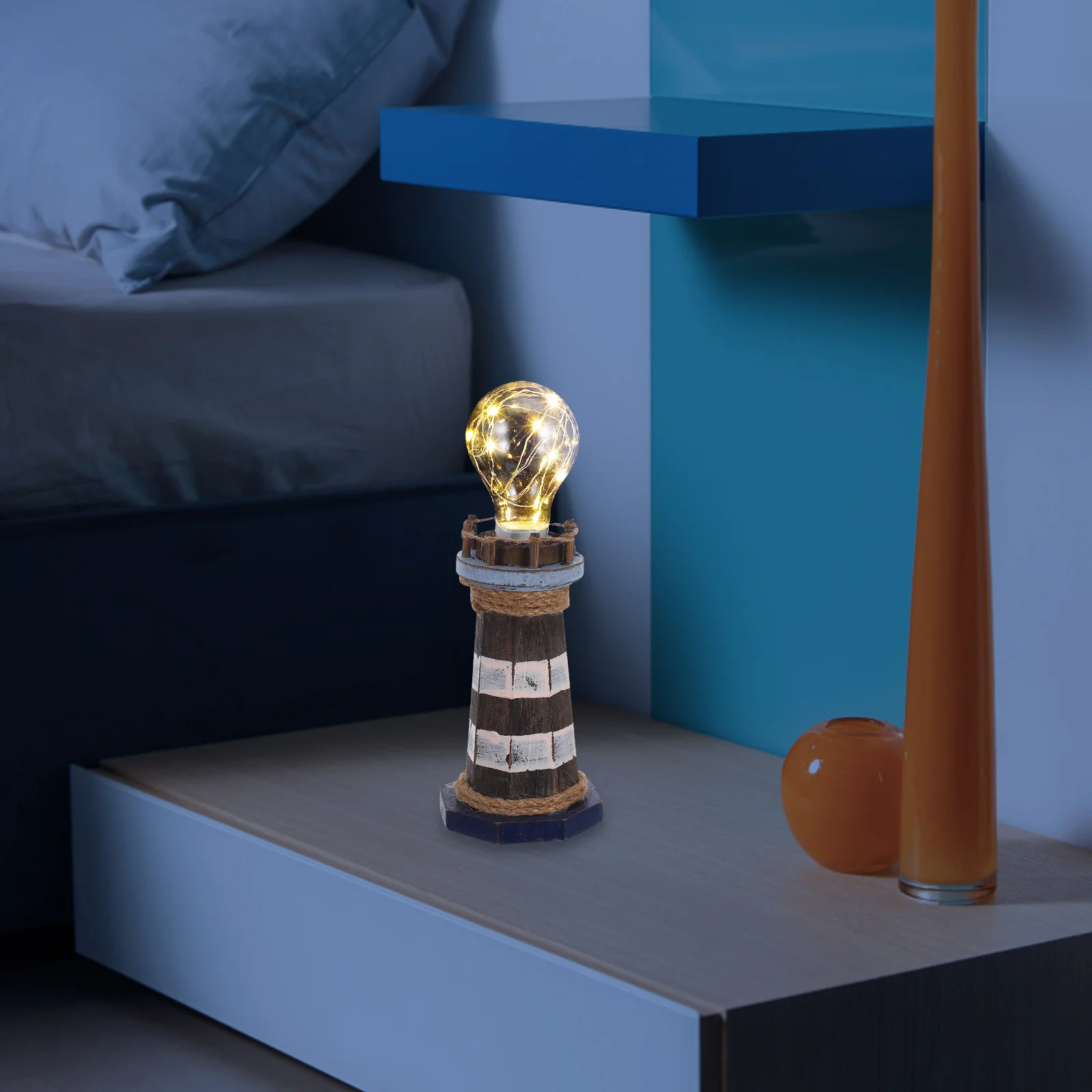 

1PC Lighthouse naments LED Retro Desktop Light Warm Glow Mediterranean Style Vintage Decorative Lamp Coastal Home Office Yard