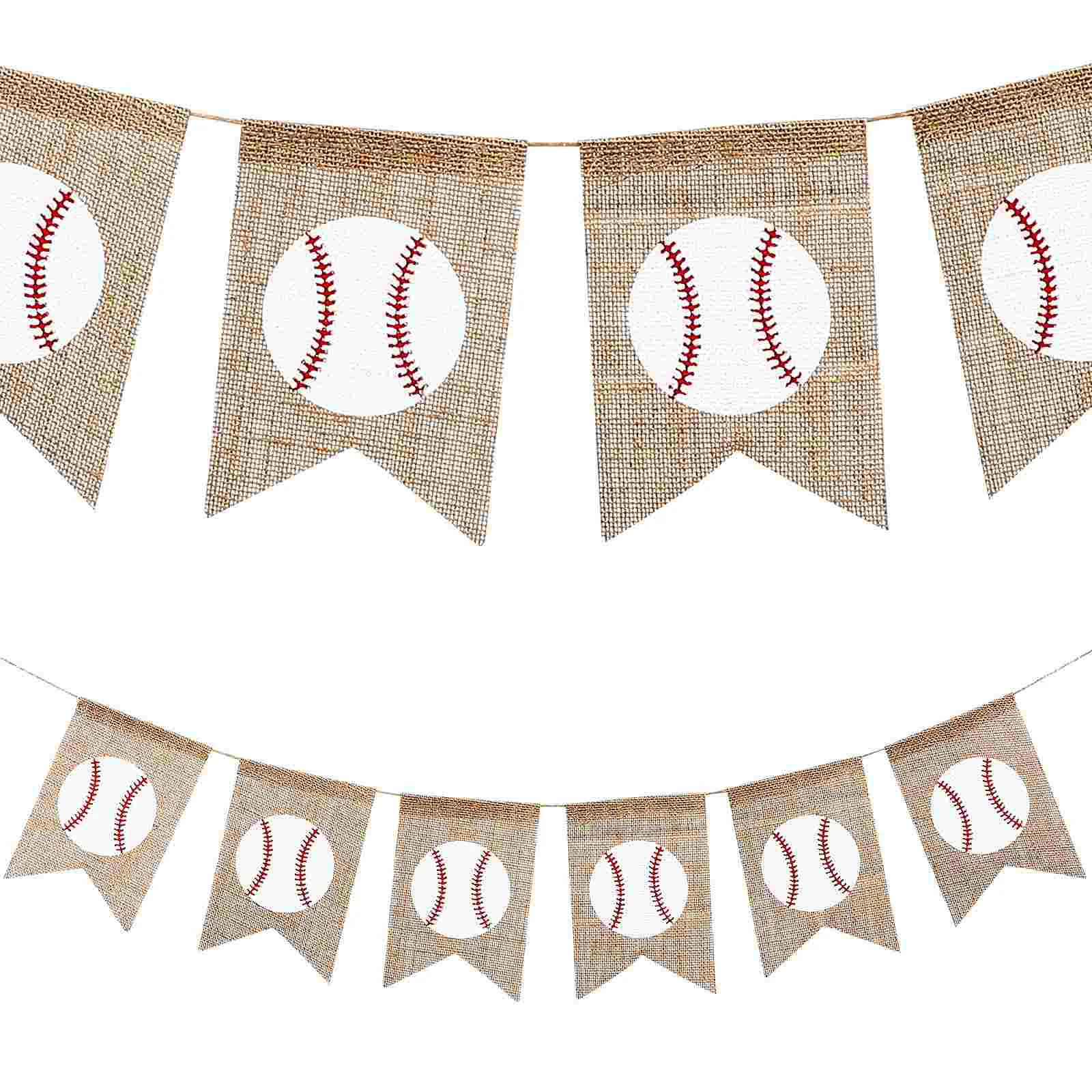 Vintage Decor Baseball Banners Car Swallowtail Sports Bunting Linen Pull Flag Decorations Baby Props Party Personalized