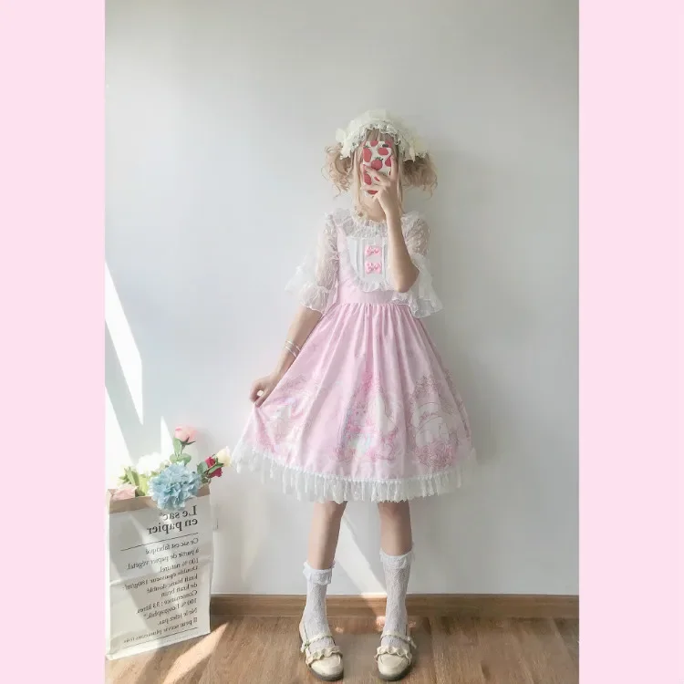 Robe Japonaise Lolita Kawaii à Bretelles en Dentelle pour Femme et Fille, Tenue de Carnaval, ix, Été