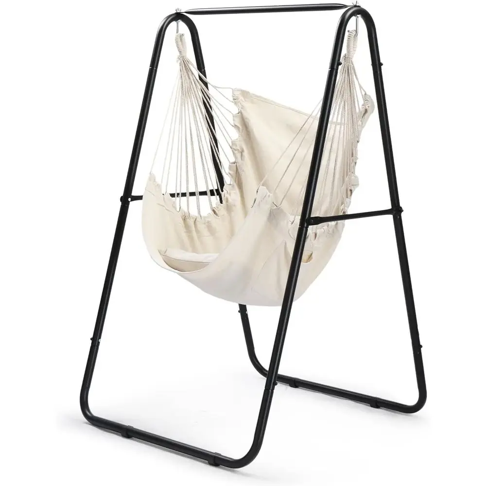 

Indoor/Outdoor Hammock Chair with Cushions, Sturdy Stand Included for Patio, Balcony, or Bedroom Use