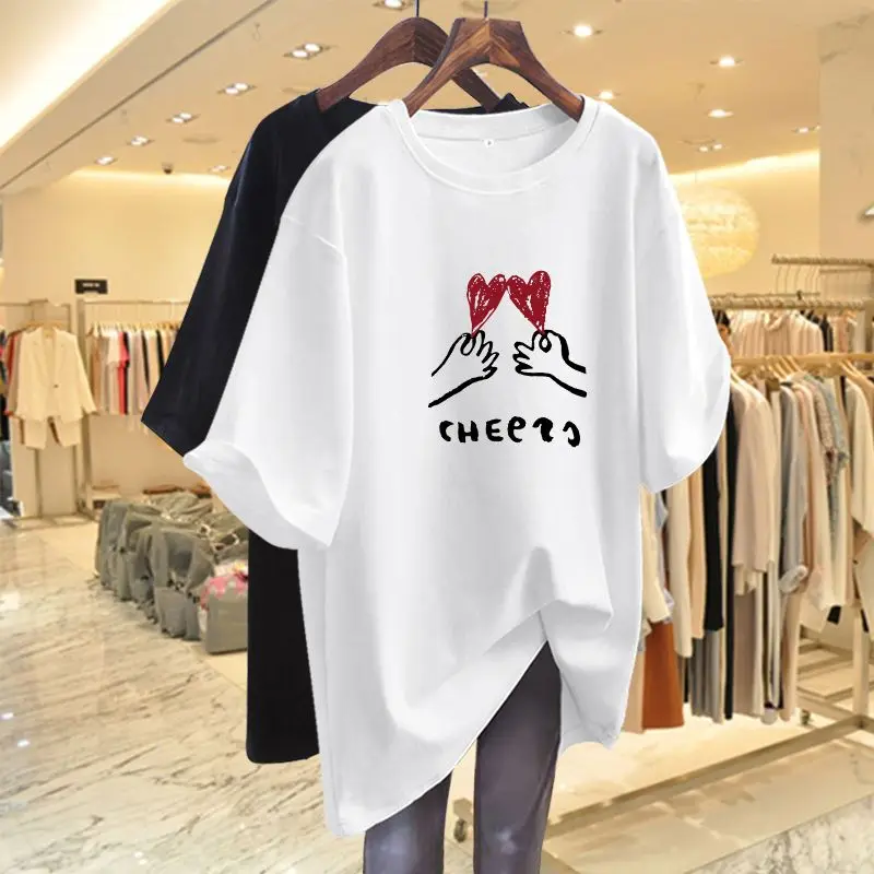 

Summer Fashion Cartoon Printed T-shirt, Women Clothing O-neck Loose Casual Pullovers, 100% Cotton Vintage Short Sleeve Top Tee