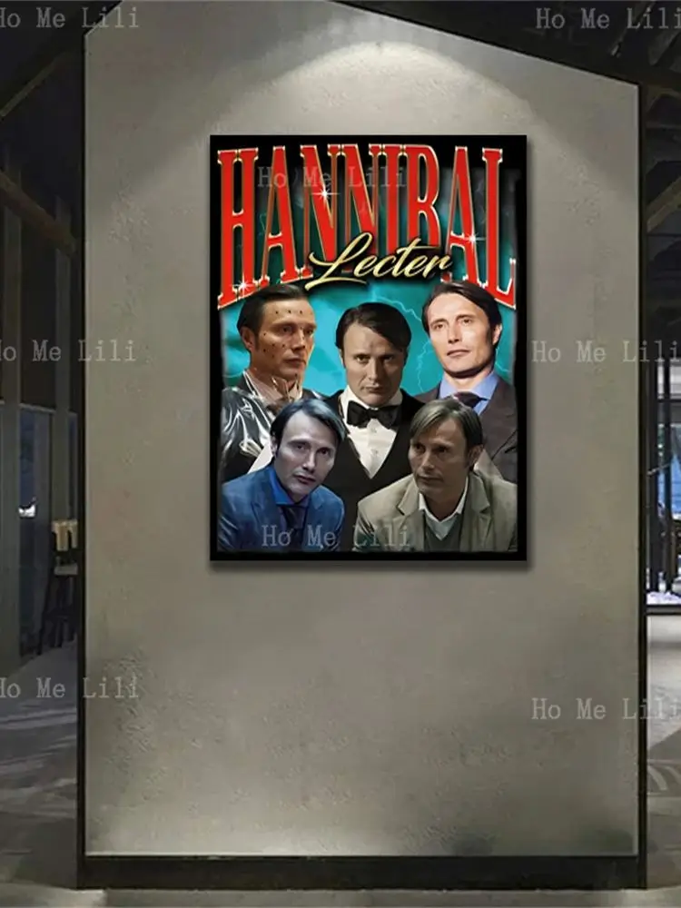 Retro Hannibal Lecter Mads Mikkelsen Design retrò Poster vintage Tela Stampa artistica da parete Opere d'arte per soggiorno Arredamento camera da letto