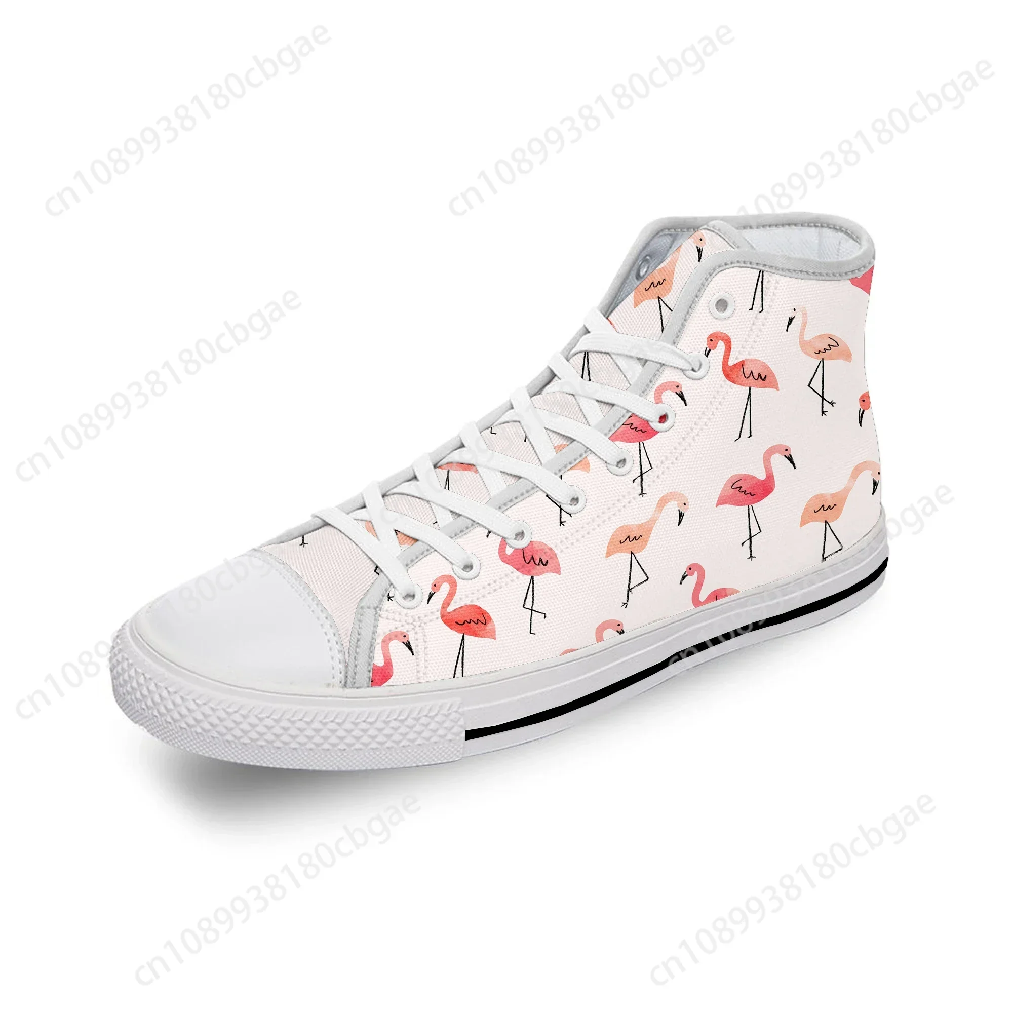 

Flamingo Cartoon Aesthetic White Cloth Fashion 3D Print High Top Canvas Shoes Men Women Lightweight Breathable Sneakers