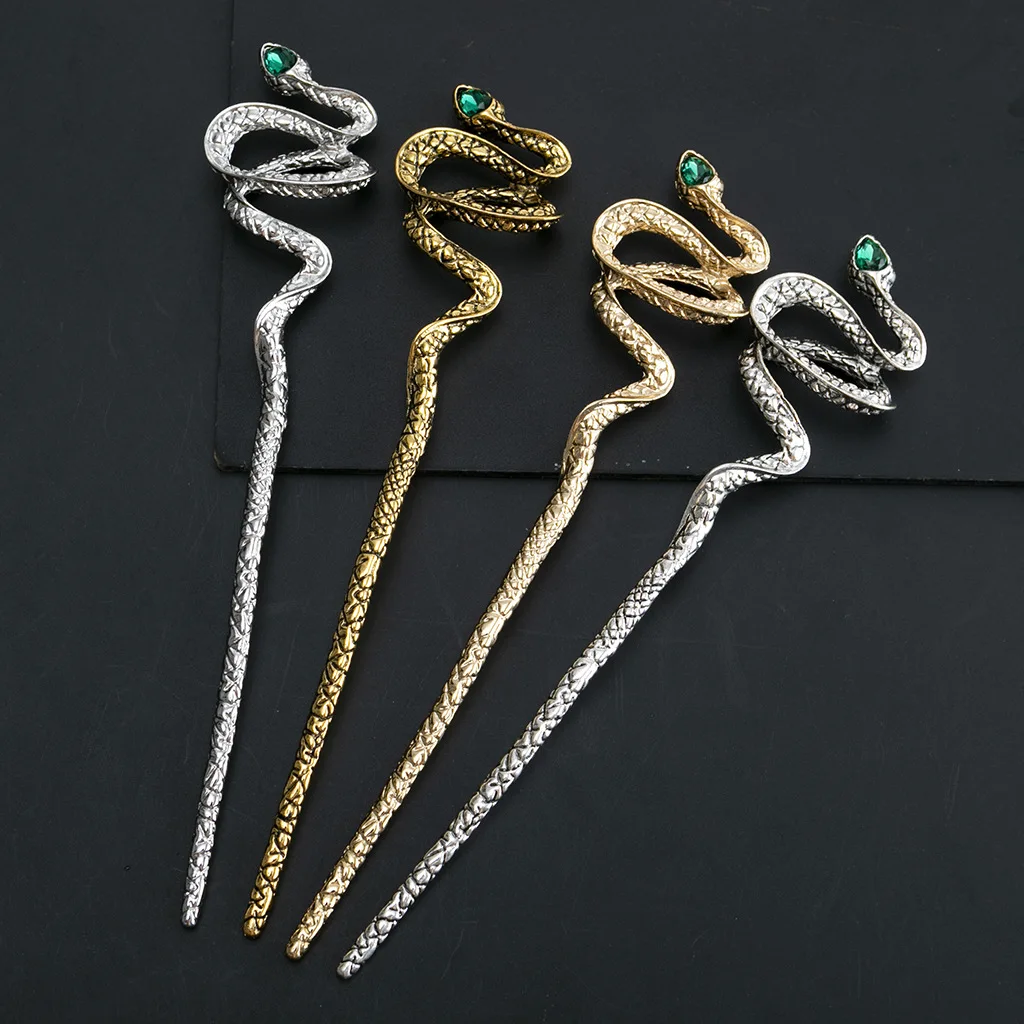 Vintage Snake Hair Sticks for Women Chinese Retro Animal Hairpins Disk Hairsticks Hair Chopsticks Fashion Hair Accessories