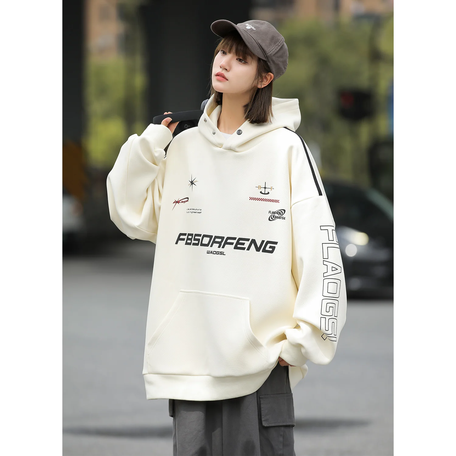 

Couples Hoodie 2024 New Spring Autumn American Sle Heavyweight Overhead Jaet Trendy Vintage Oversize Top for Youth Casual
