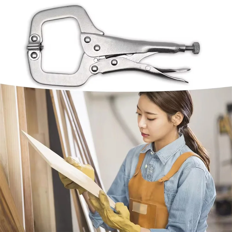 6.5inch Heavy-Duty Locking C-Clamp Pliers Adjustable Welding Clamp Clip and Regular Tips Woodworking Welding Fixing Hand Tool view 3