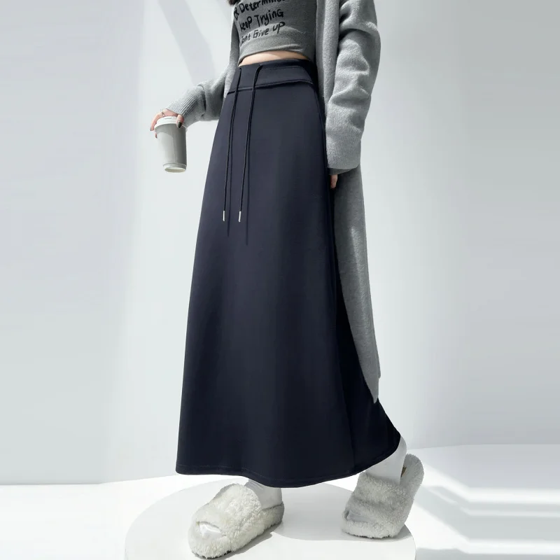 

Blue2025Autumn and Winter New American sports style, versatile and casualASimple style side slit skirt for women