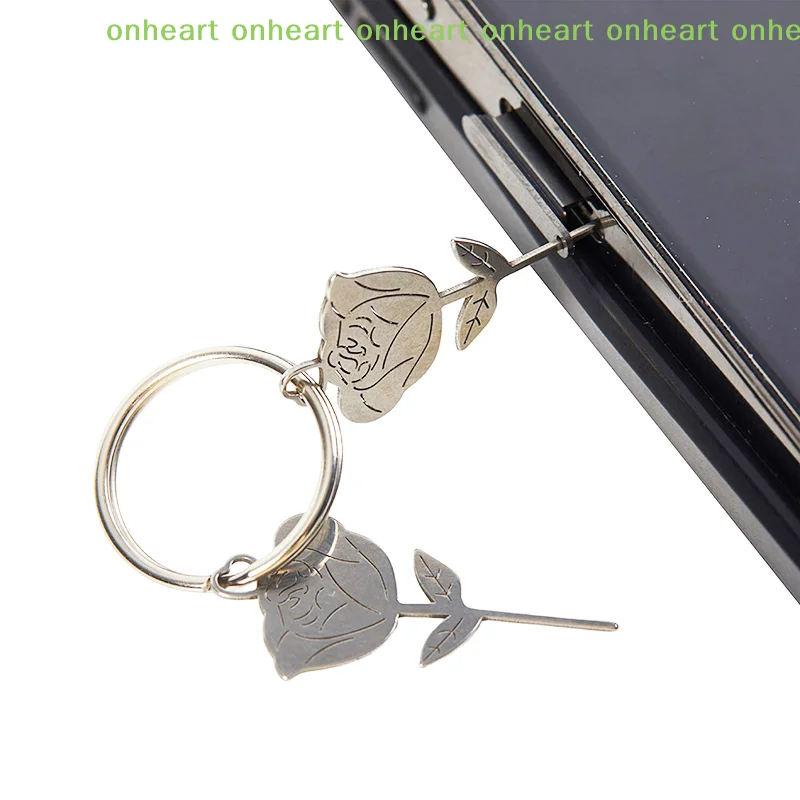 

[C]2Pcs/Set Rose Shape Stainless Steel Needle for Smartphone Sim Tray Removal Eject Pin Key Tool Universal Thimble