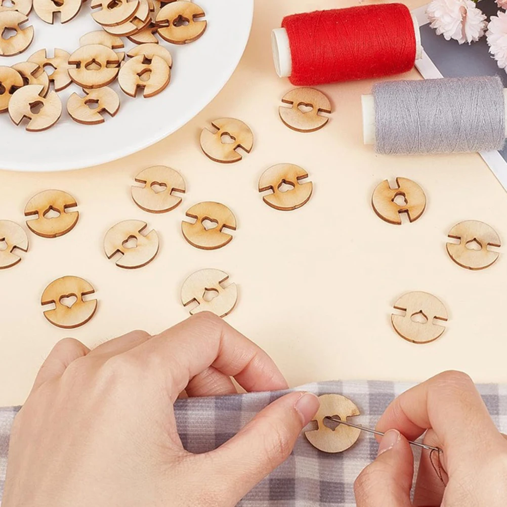 

100Pcs Wood Pom Pom Buttons for Hats Multipurpose Use in Crafting and DIY Clothing Projects Wooden Buttons Button Attacher Tool