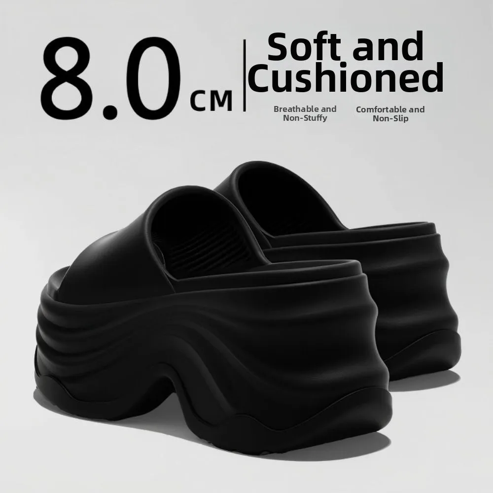 Erhöhte Absatzhöhe Dicke Sohle Anti-Rutsch-Slipper für Damen mit 10 cm Absatz, geruchshemmend, aus EVA – Coole Slipper – Detail 15