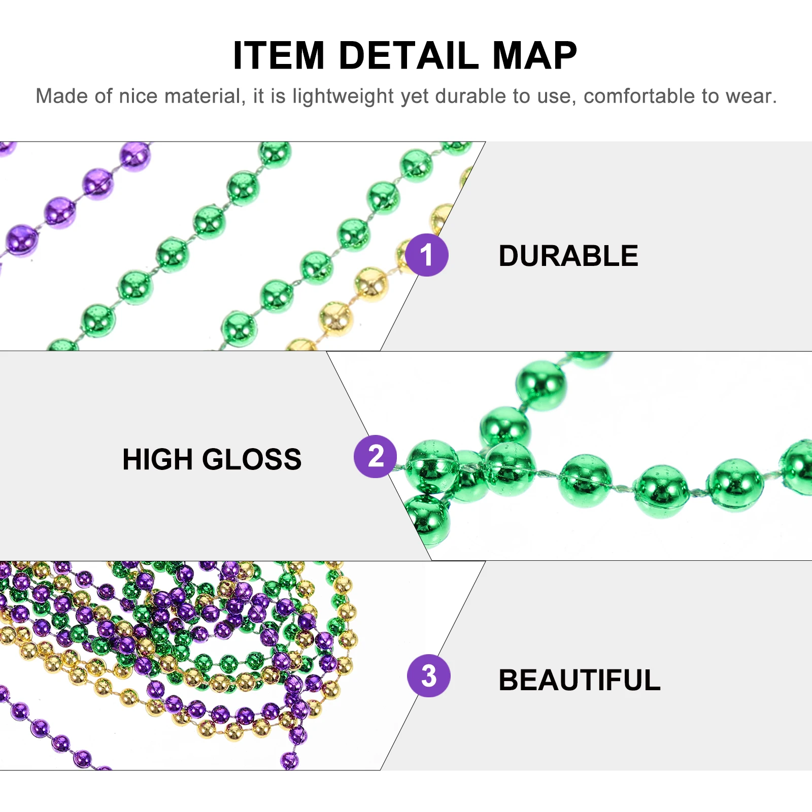 12 Pcs Necklace Bead Chain Decoration Carnival Accessories Dress up Beaded Necklaces Beads Ethnic Style