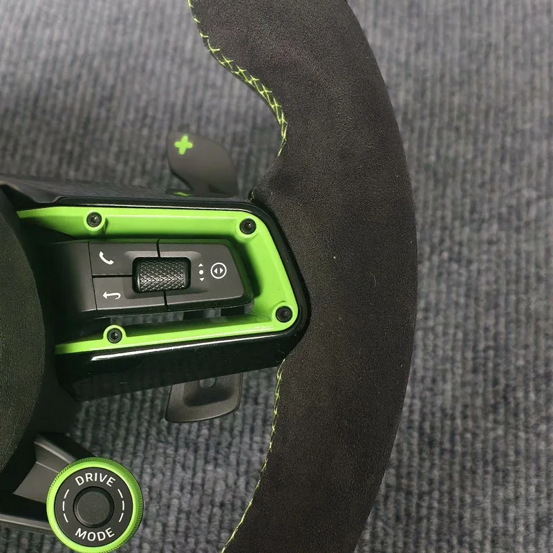 Green Accent Suede Steering Wheel with LED Indicator Lights, Old-to-New Upgrade view 3