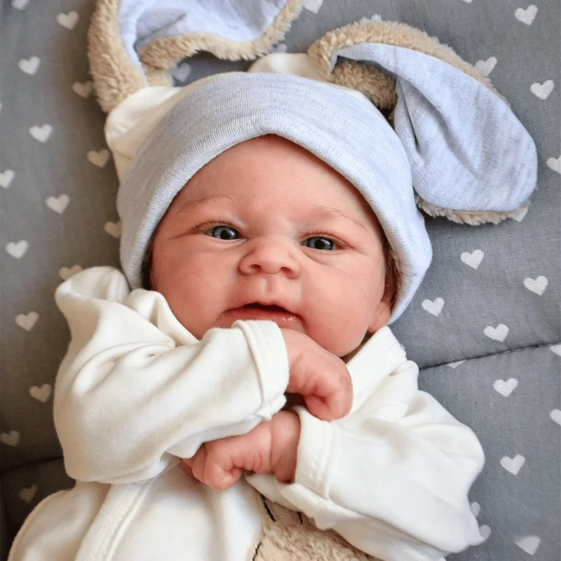 

NPK 19inch Elijah Newborn Baby Already Painted Finished Doll Awake Reborn Baby Size 3D Skin Visible Veins Collectible Art Doll
