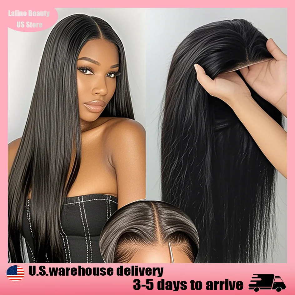 

Lafino 200% Плотность 40 дюймов 4x4 Hd Кружевной фронтальный парик Bone Прямые человеческие волосы Парики 5x5 Hd Парик с кружевной застежкой Черный парик для женщин