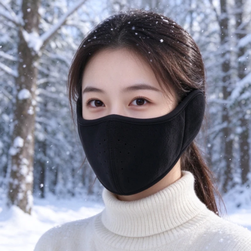 Warm Face Mask Men Women Winter Outdoor Sports Cycling Running Face Mask Windproof Breathable Fleece Ears Protection Face Warmer