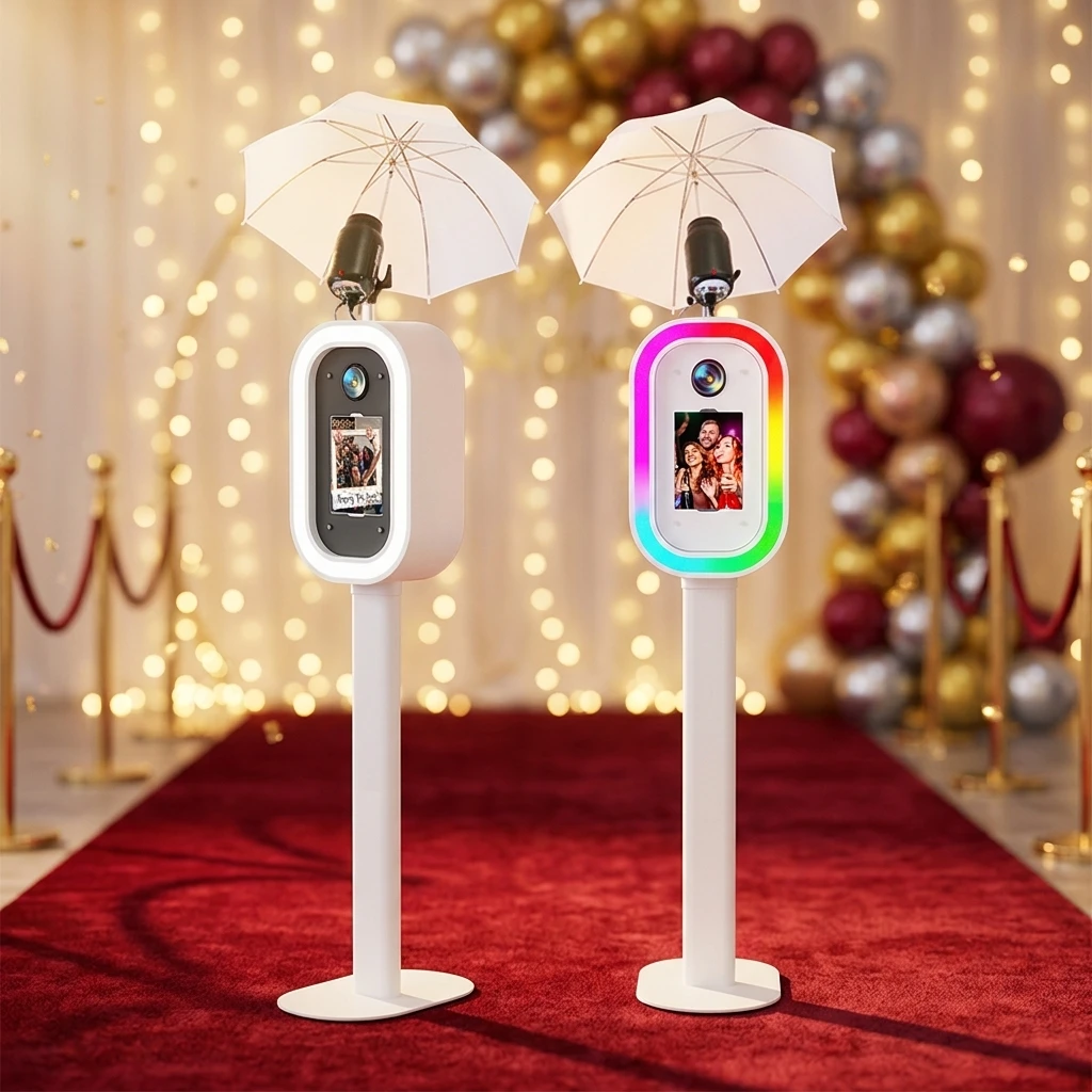 Booth Portable Metal Shell DSLR Photo Booth Wedding Selfie Machine for Parties and Events Kiosk with Printing Stand