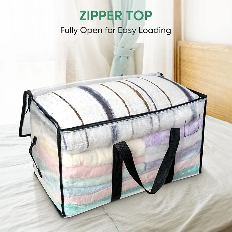 Sac de rangement transparent grande capacité, organisateur imperméable et anti-humidité, idéal pour la literie et les vêtements, article essentiel pour la maison