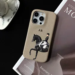 Personalised Customized Name Leather Case For iPhone 16 15 14 13 12 11 Pro Max Initials Letters kafr saya Cover 13 14 15 Pro Max