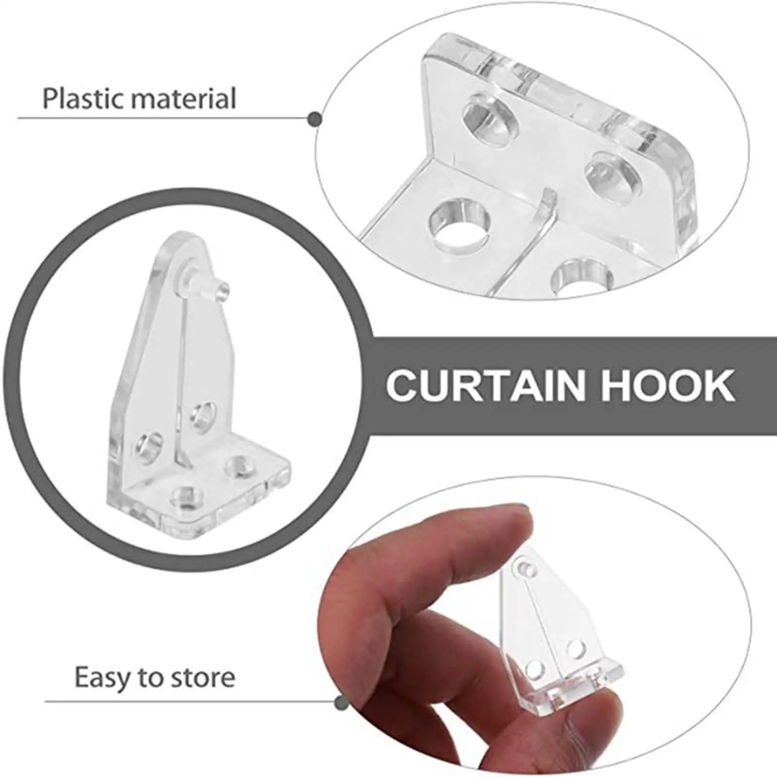 Window Curtain Blind Bottom Bracket Clear Shutters Hooks Plastic Roller Hooks Curtain Hardware for Home Interiors