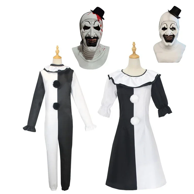 Terrifier Art Clown Joker Costume Cosplay Uomo Tuta Donna Gioco di ruolo Fancy Dress Up Horror Dress Suit Festa di Carnevale di Halloween