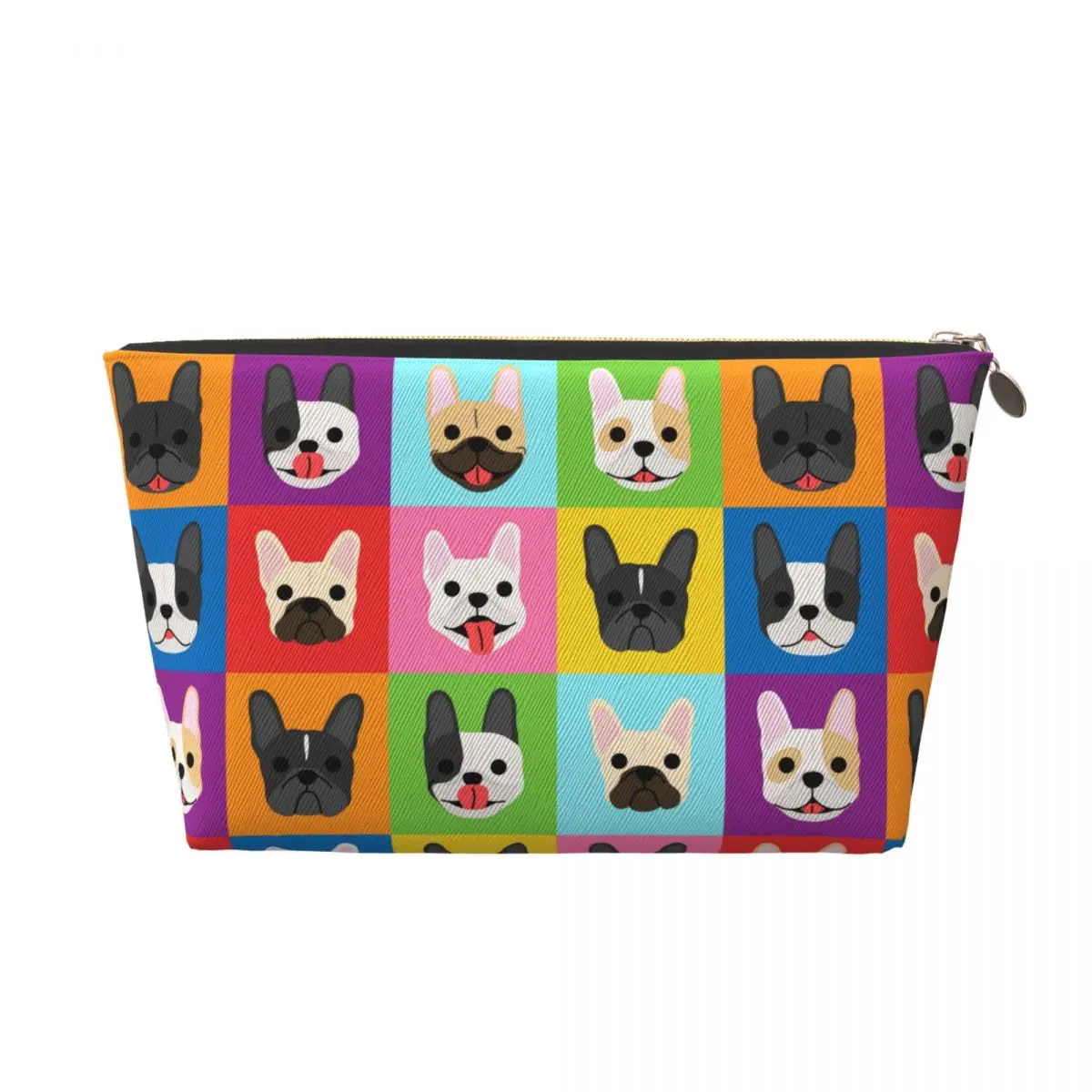 Custom Pop Art Style French Bulldog Faces Travel Cosmetic Bag Frenchies Dog Pet Gift Toiletry Makeup Organizer Beauty Storage