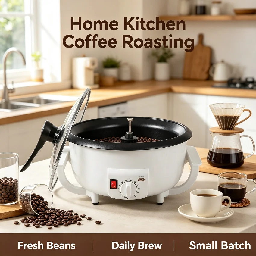 Multifunctional Household Semi-Automatic Roaster Coffee Bean Roasting Device For Raw Green Coffee Beans And Snack Nuts