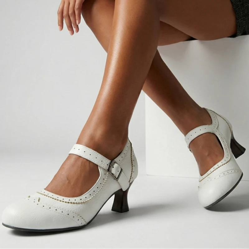 

Elegant Women's Kitten High Heels Lolita Shoes Black white Heeled Mary Jane Pumps Large Size Office Party Wedding Shoes Ladies
