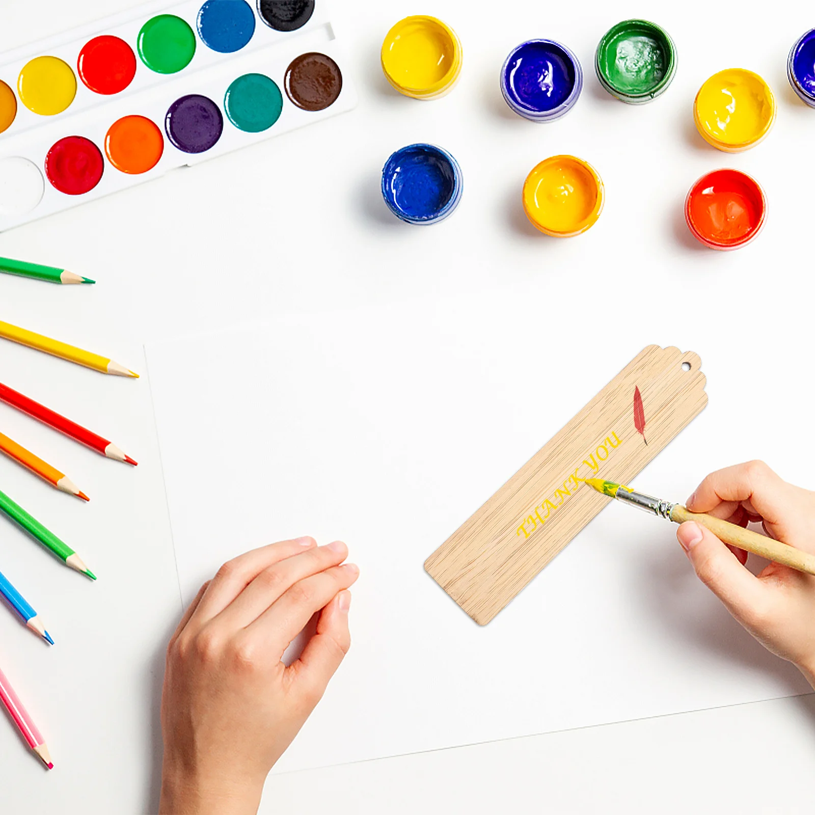 

10Pcs DIY Wooden Bookmarks Blank Tags Unfinished Craft Decorations Hanging Holes Reading Accessories Party Ornament Creative