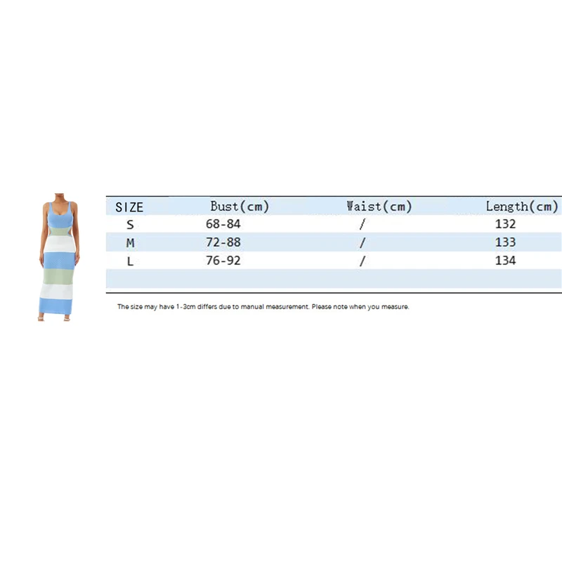 여성용 스트라이프 니트 로브, 민소매 니트 할로우 아웃, 섹시한 슬림 랩스커트, 백리스 롱 베스티도, 여름 패션
