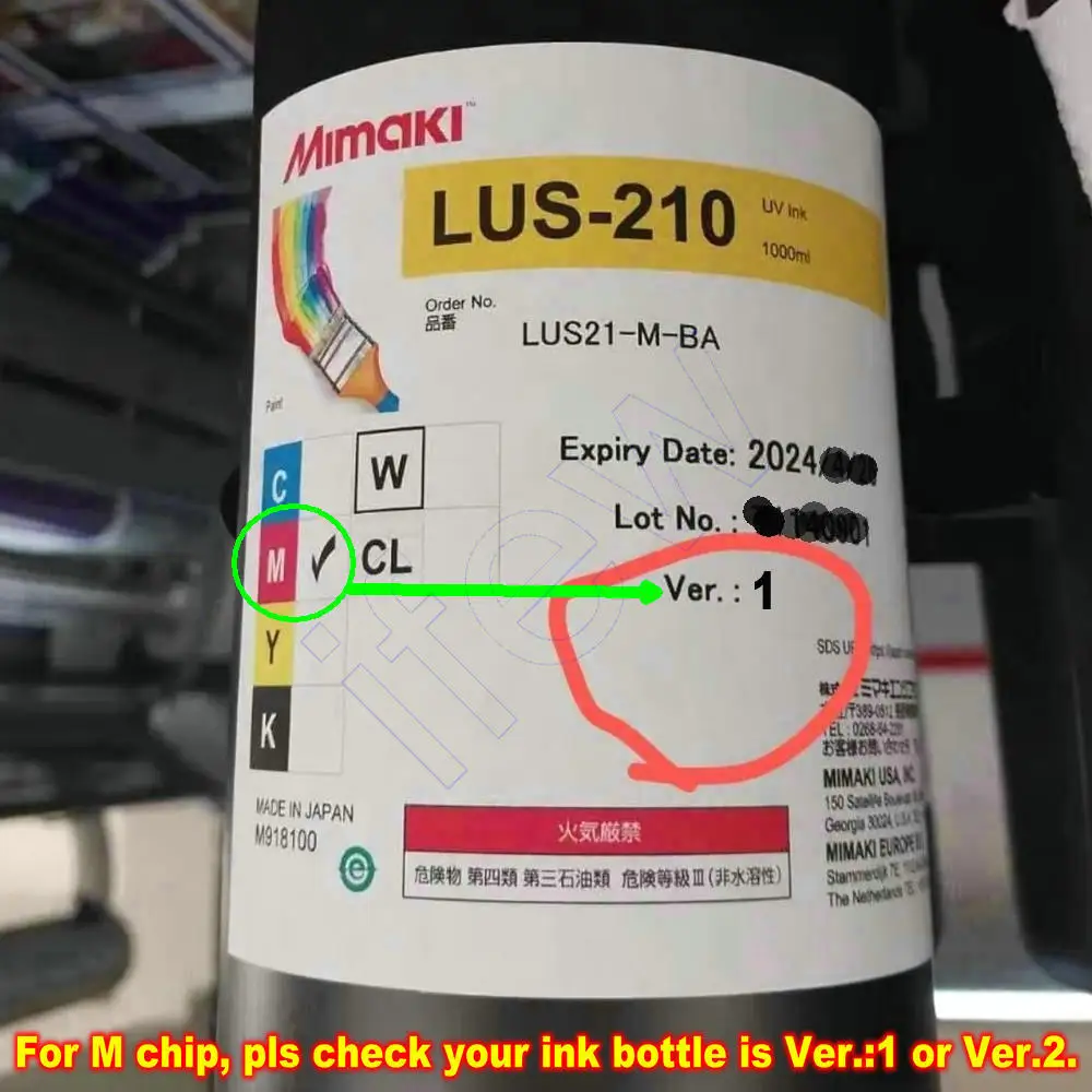 LUS210 Mimaki UJV Chip LUS-210 UV Ink Mimaki Chip Bottle One Time Chip IC Ink Chips For Mimaki UJV100-160 Lus 210 Ver 1 Ver 2 IC