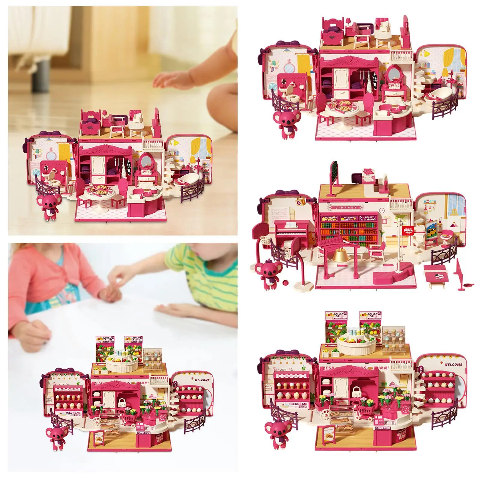 Poppenhuizen Draagbare rugzak voor meisjes Mini opvouwbare poppenhuisspeelset
