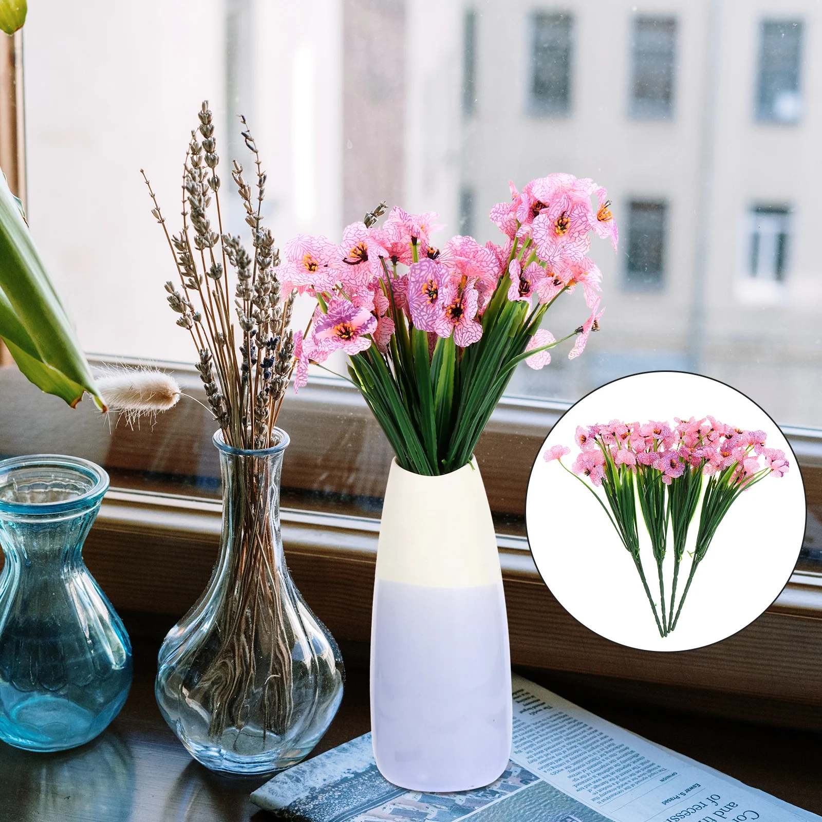 

4pcs Simulated Violet Flowers Artificial Violets For Wedding Decor Home Party Table Center Plastic Floral Arrangement Decorative