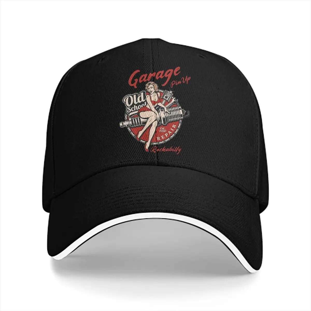 Old School Garage Pin Up Girl Essential Unisex Baseball Caps Peaked Cap  Sun Shade Hats for Men Women