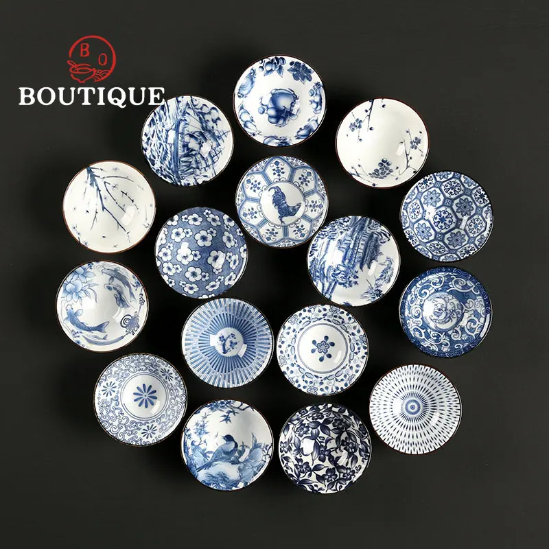 1 PCS Hand Bemalt Blau und Weiß Porzellan Teacup Anti Skalierung Keramik Kleine Tee Schüssel Travel