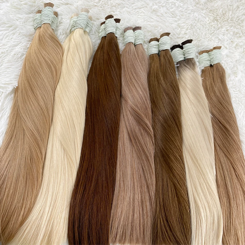Cabello para trenzas sin costura, 100% cabello humano virgen brasileño Remy, 50g y 100g, color rubio y 1B 3