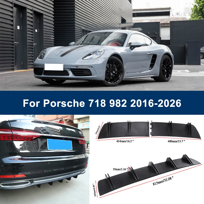

2-Segment Shark Fin Rear Diffuser For Porsche 718 982 2016-2026 2017 2018 Rear Bumper Lip Splitter Chassis Spoiler Tuning Parts