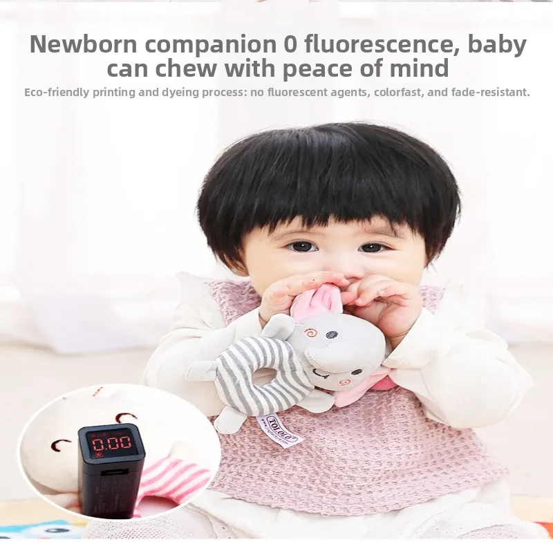 Round Hand Rattle Infant Cute Plush Hand Grab Toy Baby Hand Rattle Stick Soothing