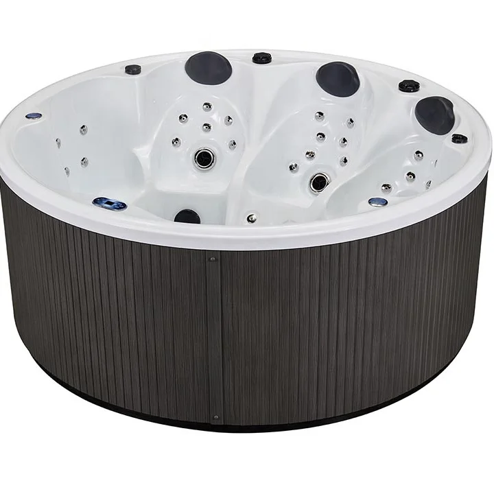 7 Person Hot Tub, Round Spa Bathtub, Acrylic Outdoor Whirlpool Spa, Computer Controlled Massage Tub for Home Garden