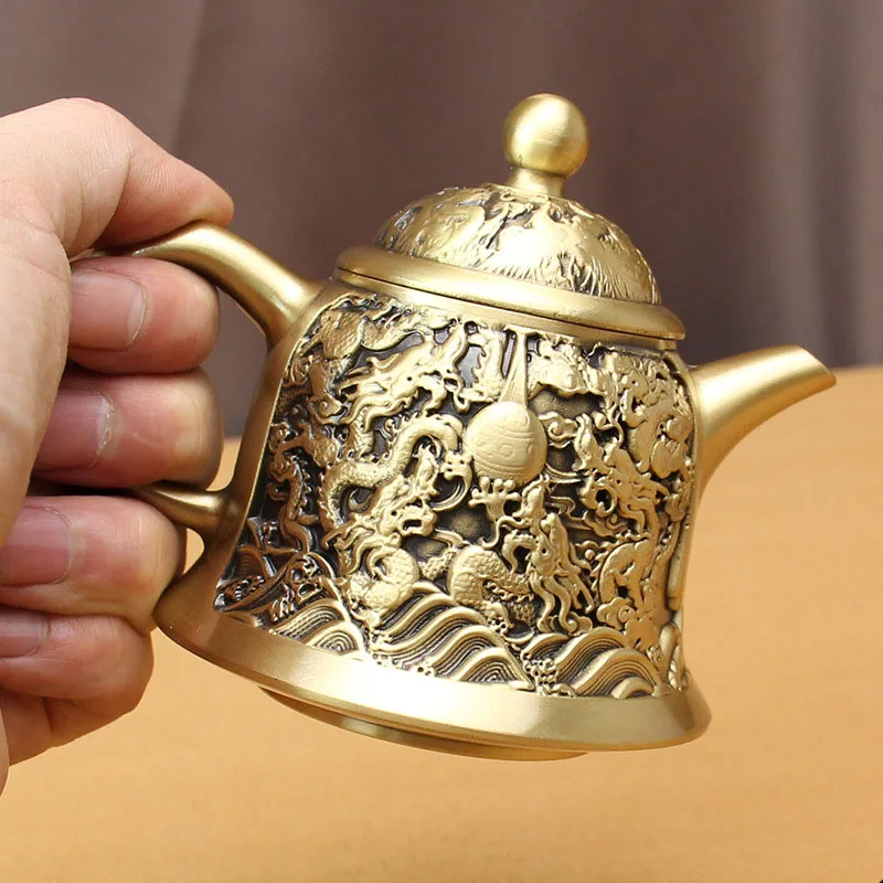 Creative Dragon Teapot Retro Double Dragon Play Pearl Tea Pot Home Office Desktop Ornaments