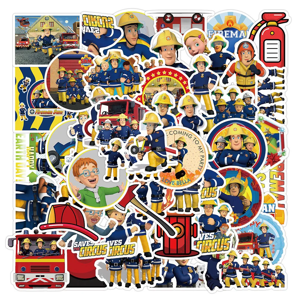 10/30/50PCS Safety Education Fireman Sam Cartoon Stickers DIY Laptop Luggage Skateboard Graffiti Decals Fun for Kid Toys Gift