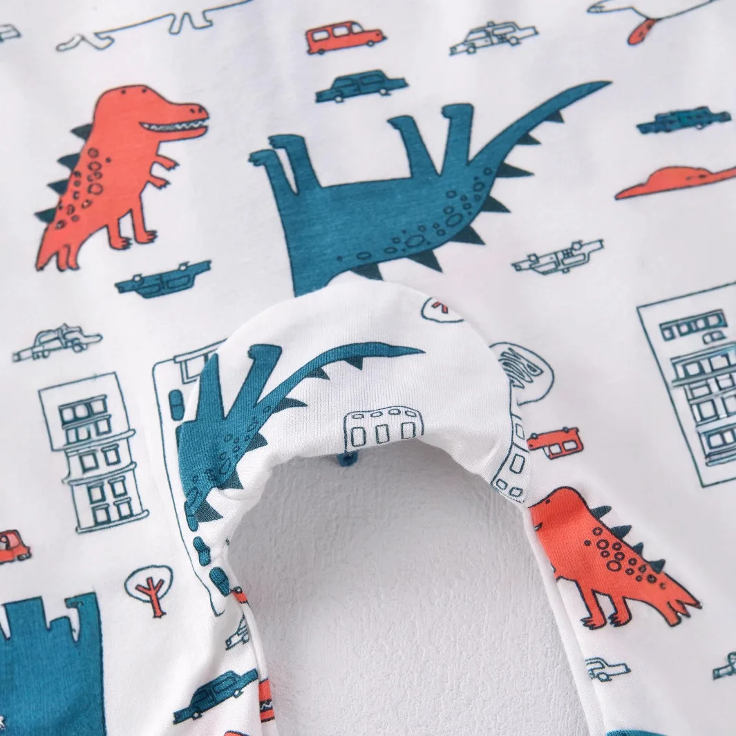 Newborn Baby Boys Bamboo Fiber Romper Pajamas Cartoon Print Onesie Short Sleeve Rompers Soft & Cozy Toddler Summer Casual Pjs - view 5